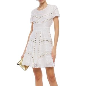 Maje Flared studded lace mini dress